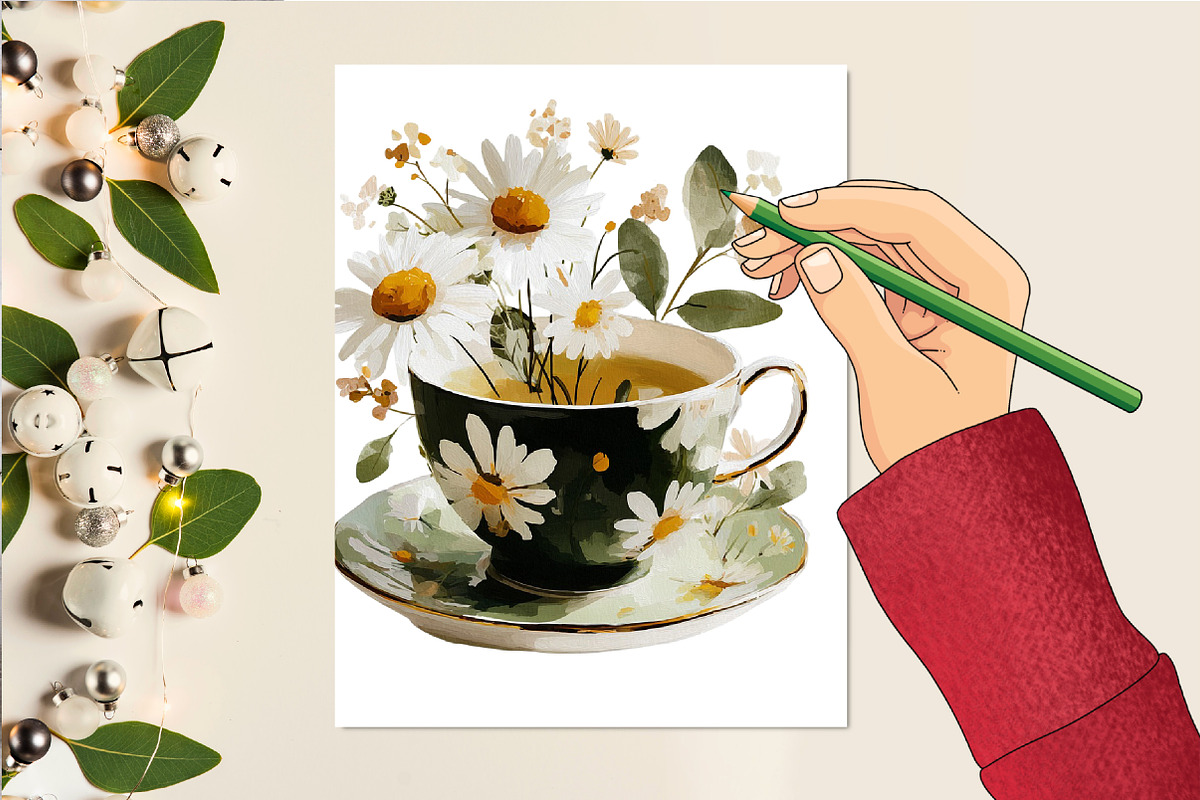 Daisy Flowers Cottagecore Girl Set, an Illustration by DreamCafeArt (Photo 4 of 6)