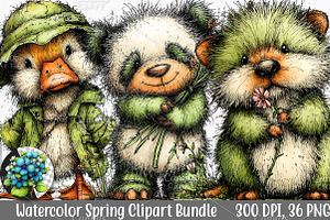 Cute Watercolor Spring Clipart PNG, an Illustration by Canvas Craft