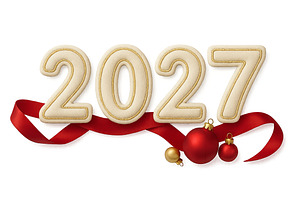 New year 2027 numbers with red ribbo, an Illustration by Dvoevnore photos