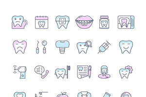 Dental Clinic Outline Icons Set