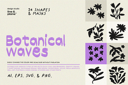 Botanical Waves - Shapes & Masks, an Object Graphic by line & plane
