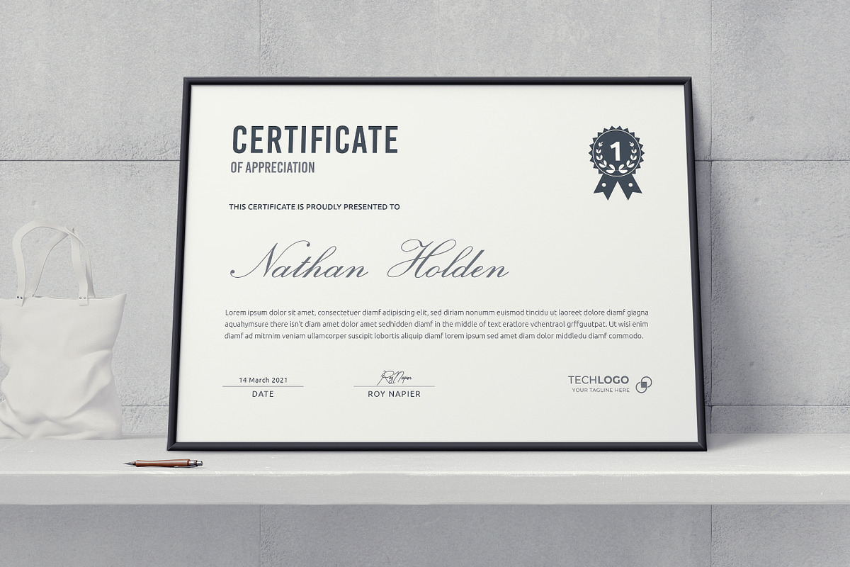 Clean Certificate Word, a Stationery Template by ResumeDevisers (Photo 3 of 6)