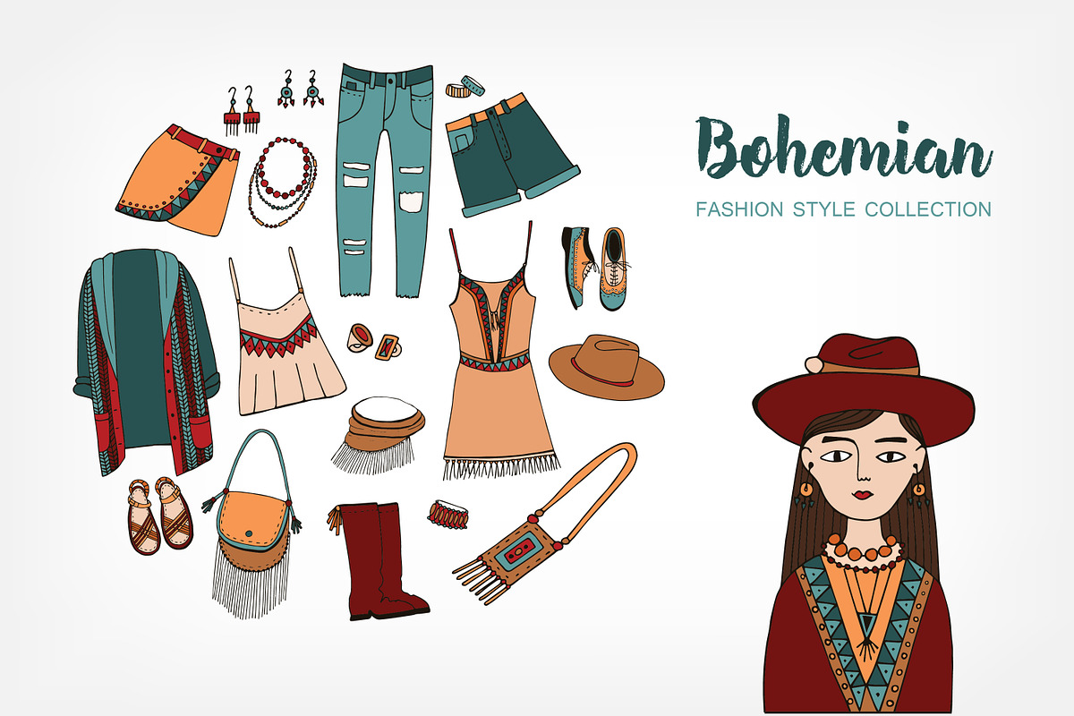 Set, seamless pattern of boho style, a Decorative Illustration by Good Studio (Photo 1 of 4)