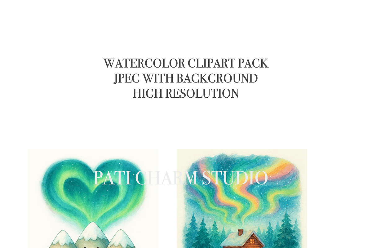 Aurora Borealis Clipart Set, a Decorative Illustration by Pati Charm Studio (Photo 5 of 8)