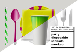 Party Disposable Utensils Mockup, a Cups & Container Mockup by pizza.studi0