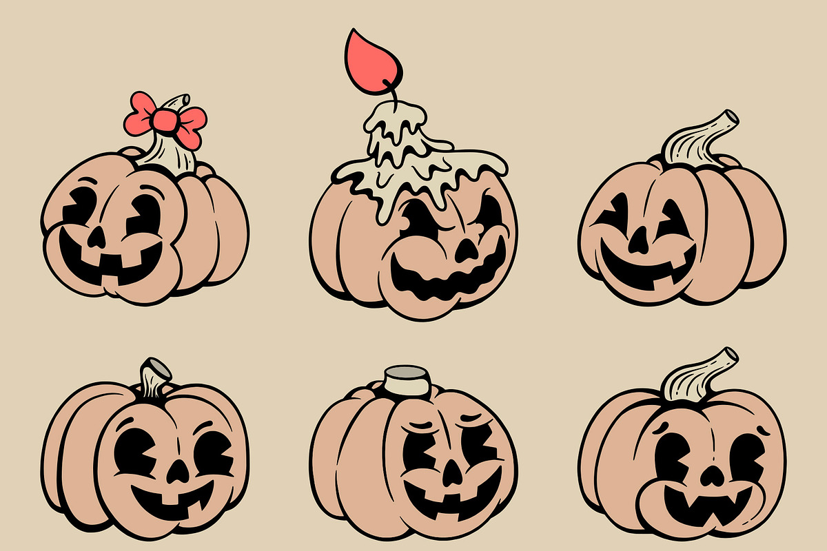 Scary Halloween Pumpkins, a Seasonal Illustration by Alina Sh (Photo 2 of 6)