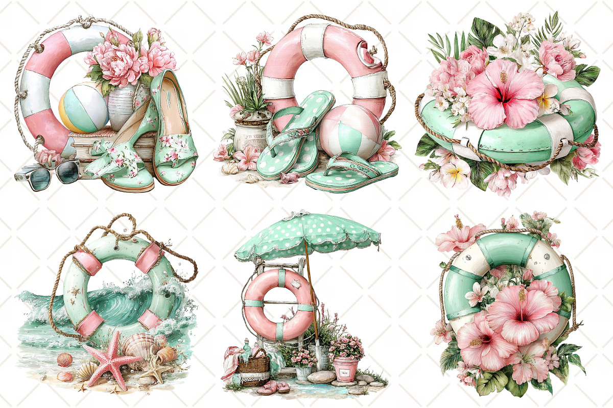 Whimsical Summer Lifebuoy Clipart, an Illustration by Black Bird Studio (Photo 4 of 5)