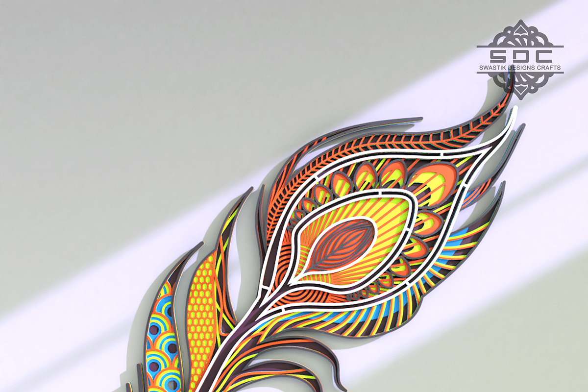 Multilayer file Feather Mandala DXF, a Design Template by SwastikDesignsCrafts (Photo 1 of 5)
