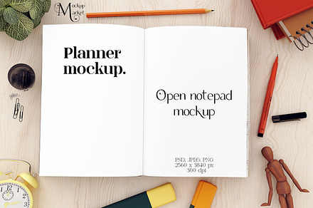 Planner mockup. Notebook mockup.