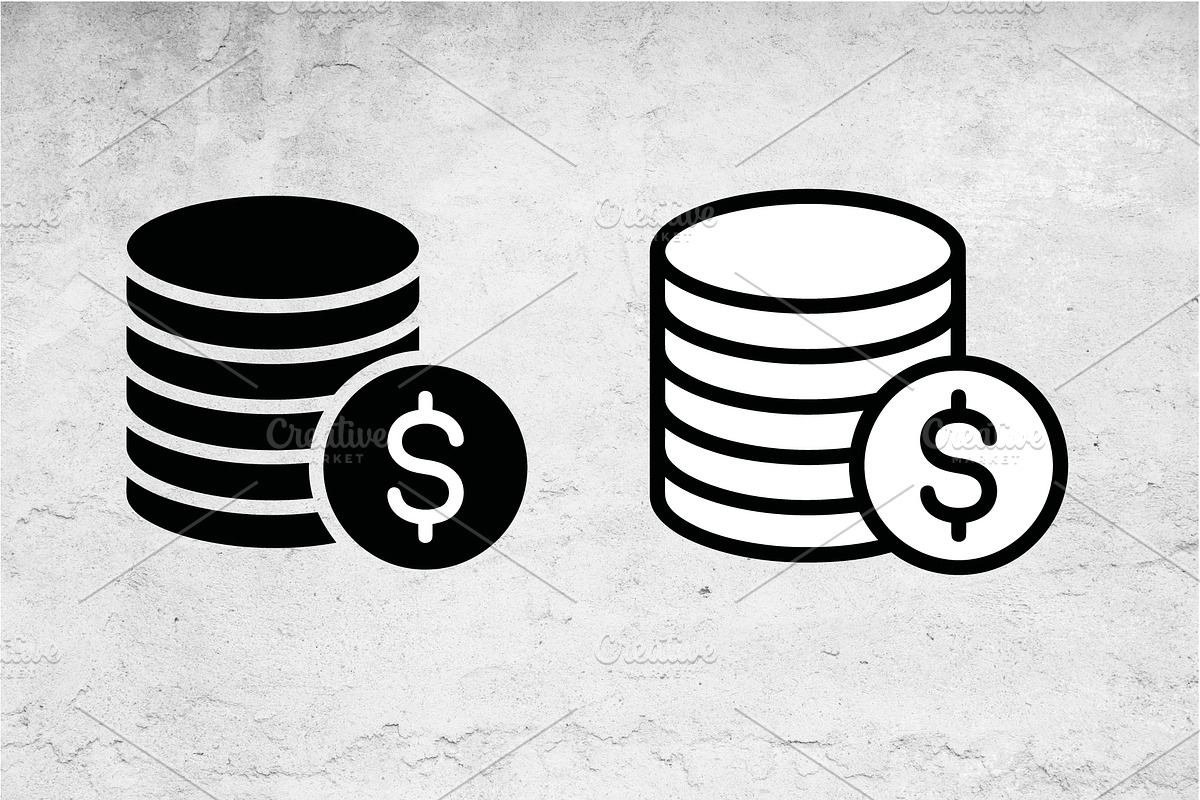 Flat Glyph Outline Dollar Coin Stack, an Outline Icon by Artonix (Photo 2 of 2)
