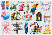 Watercolor Summer Clipart, an Illustration by Design Market (Thumbnail 2 of 5)