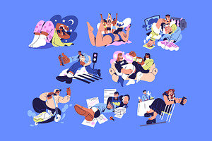 People with gadget addiction concept, a Person Illustration by PaperTrident
