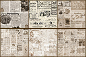 Vintage Ads Collage Sepia Papers