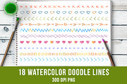 18 Watercolor Doodle Lines #2, an Illustration by The Digital Download Shop (Thumbnail 1 of 3)