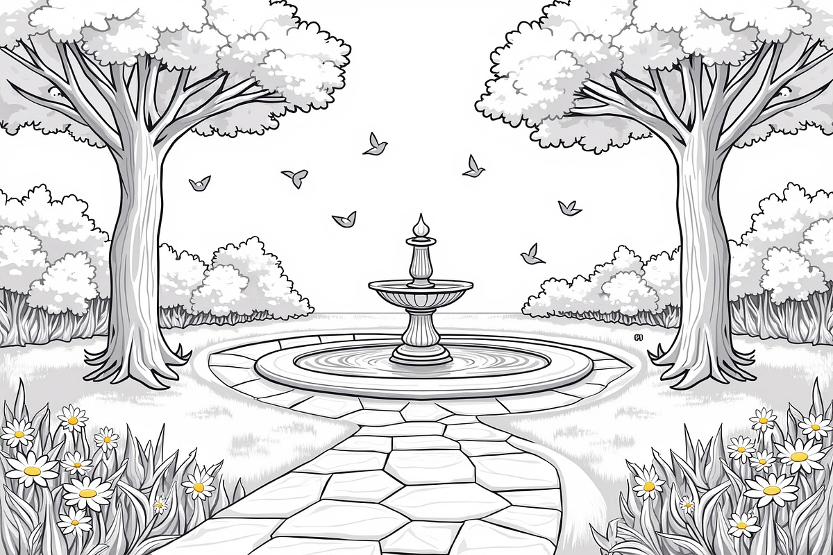 Peaceful Garden Line Art Coloring Se, an Illustration by Designs_River (Photo 3 of 7)