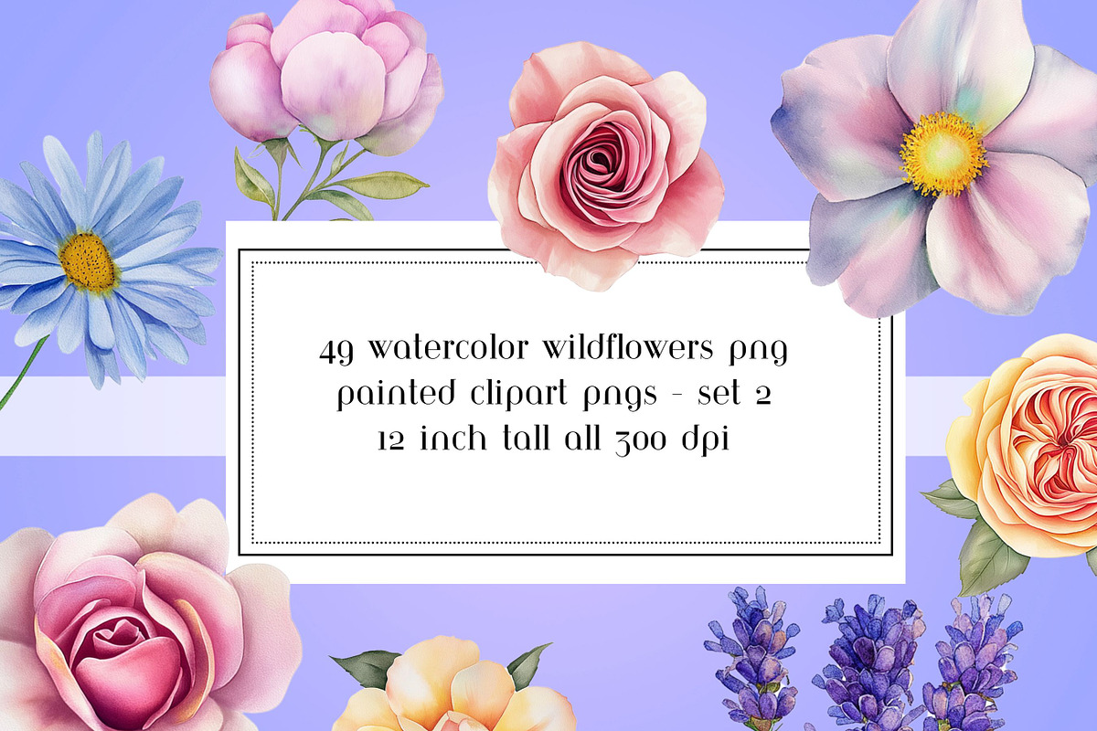 Watercolor Wildflower Clipart Set 2, an Object Graphic by AllTheKewtClipart (Photo 1 of 5)