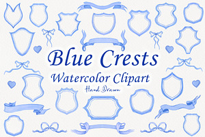 Blue Crests Watercolor Clipart