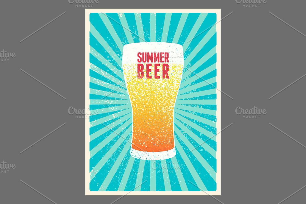 Summer Beer retro vector poster set, a Food Illustration by PoPaShop (Photo 12 of 12)