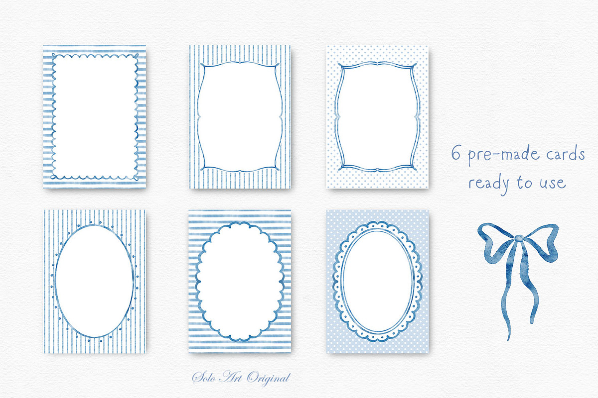 Watercolor Hand-Drawn Blue Frames, an Object Graphic by Solo Art Original (Photo 7 of 12)