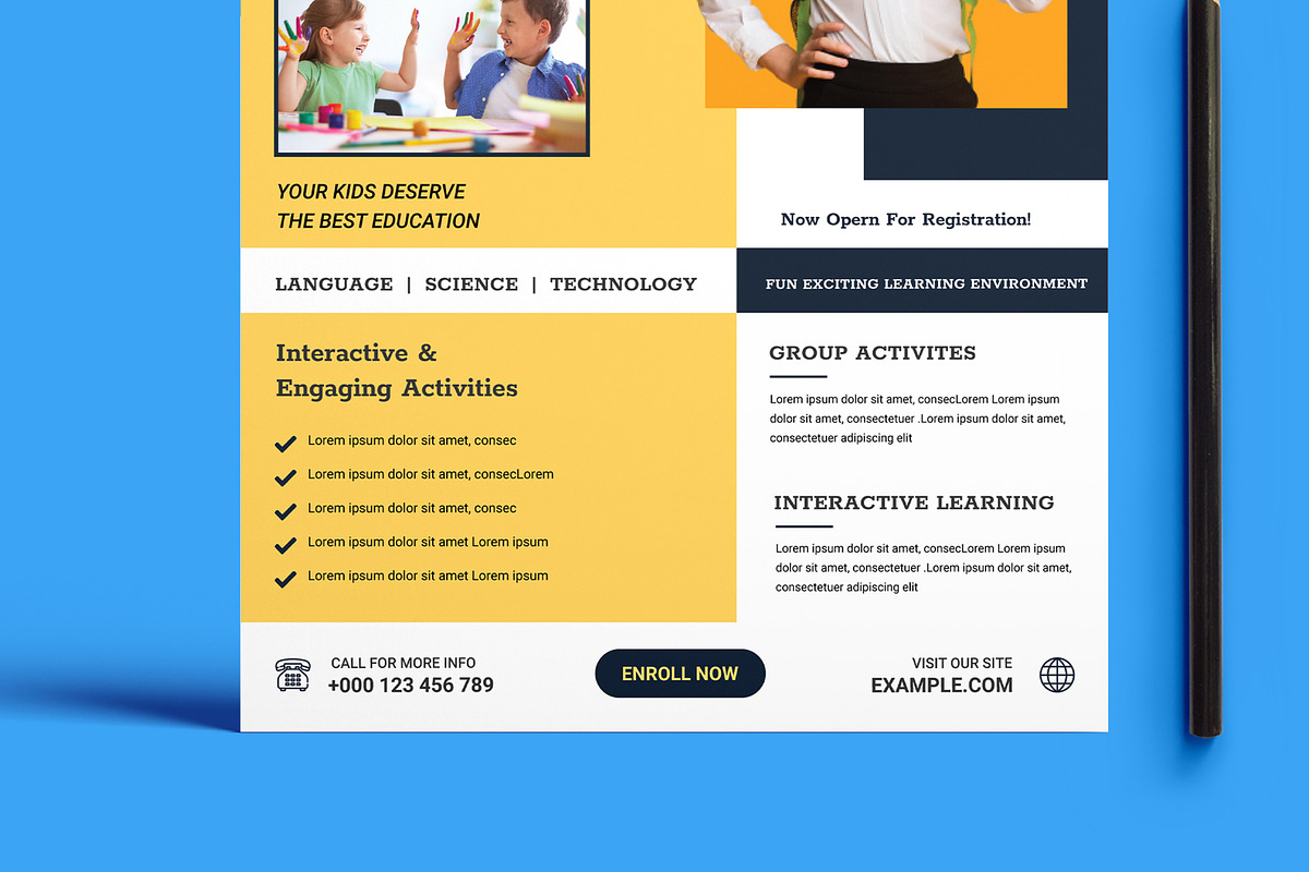 School Admission Flyer Template, a Flyer Template by MightyDesign (Photo 3 of 8)