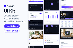 Novum UI Kit: 89 Blocks Light & Dark, an UI Kit Template by lynnn423