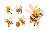 Cute bee, childish cartoon set, an Animal Illustration by Good Studio (Thumbnail 2 of 6)