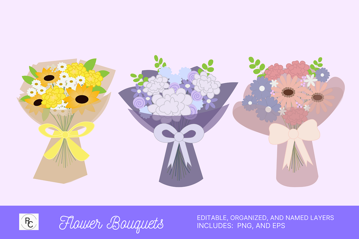 Flower Bouquets, a Seasonal Illustration by Raafeya's Crafts (Photo 1 of 4)