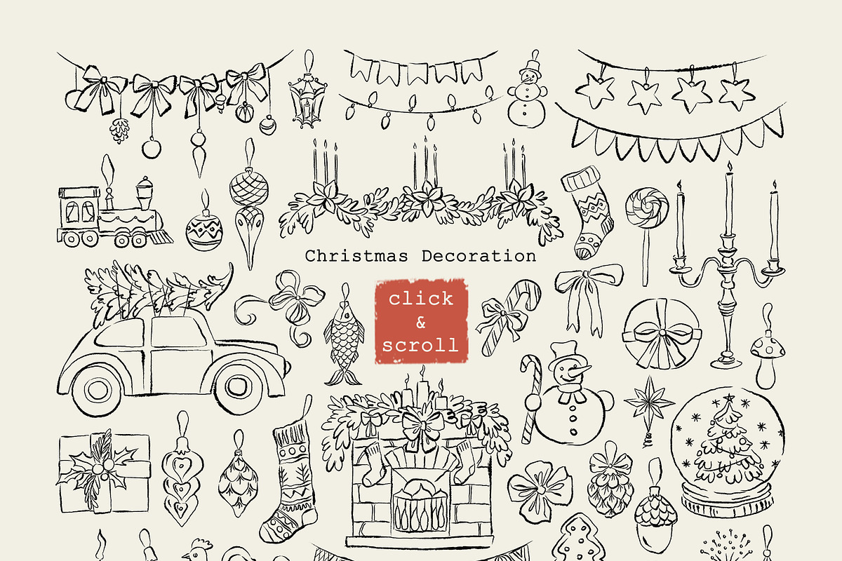 Christmas Line Art Hand Drawn Set, a Seasonal Illustration by Berentine.art (Photo 7 of 9)