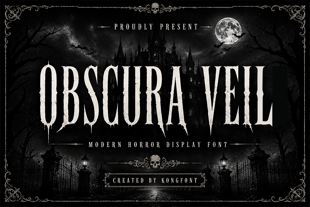 Obscura Veil - Horror Display Font, a Handwritten Font by overlaytemplates (Photo 1 of 5)