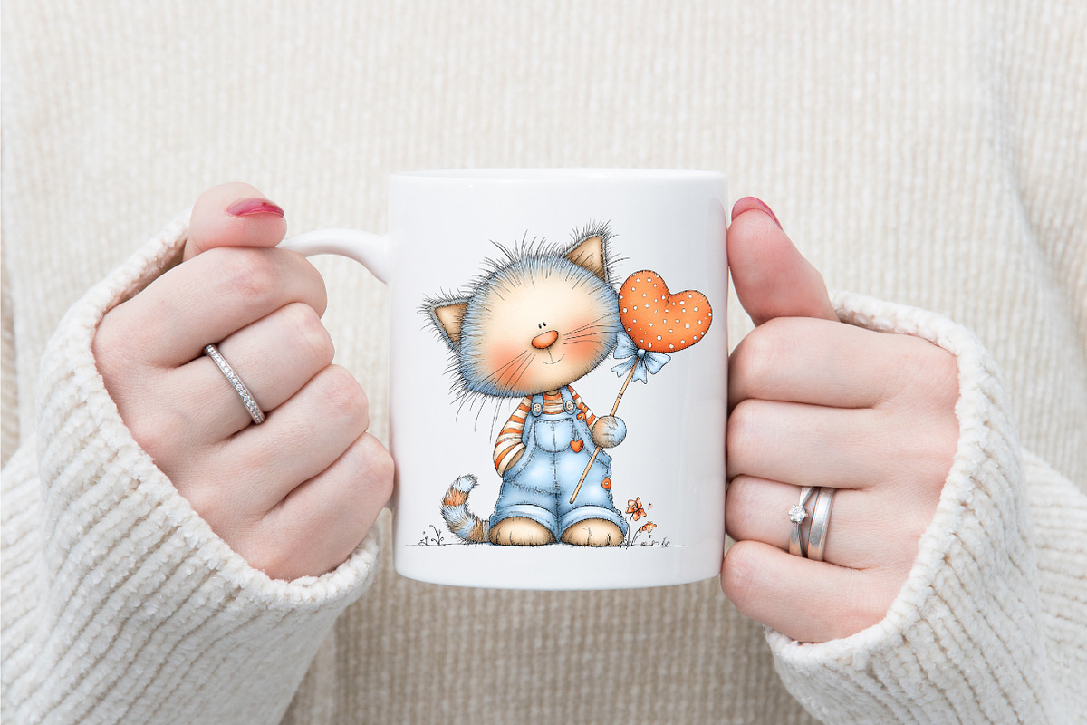 Valentine Cat Clipart Bundle, an Illustration by designcity5 (Photo 5 of 5)