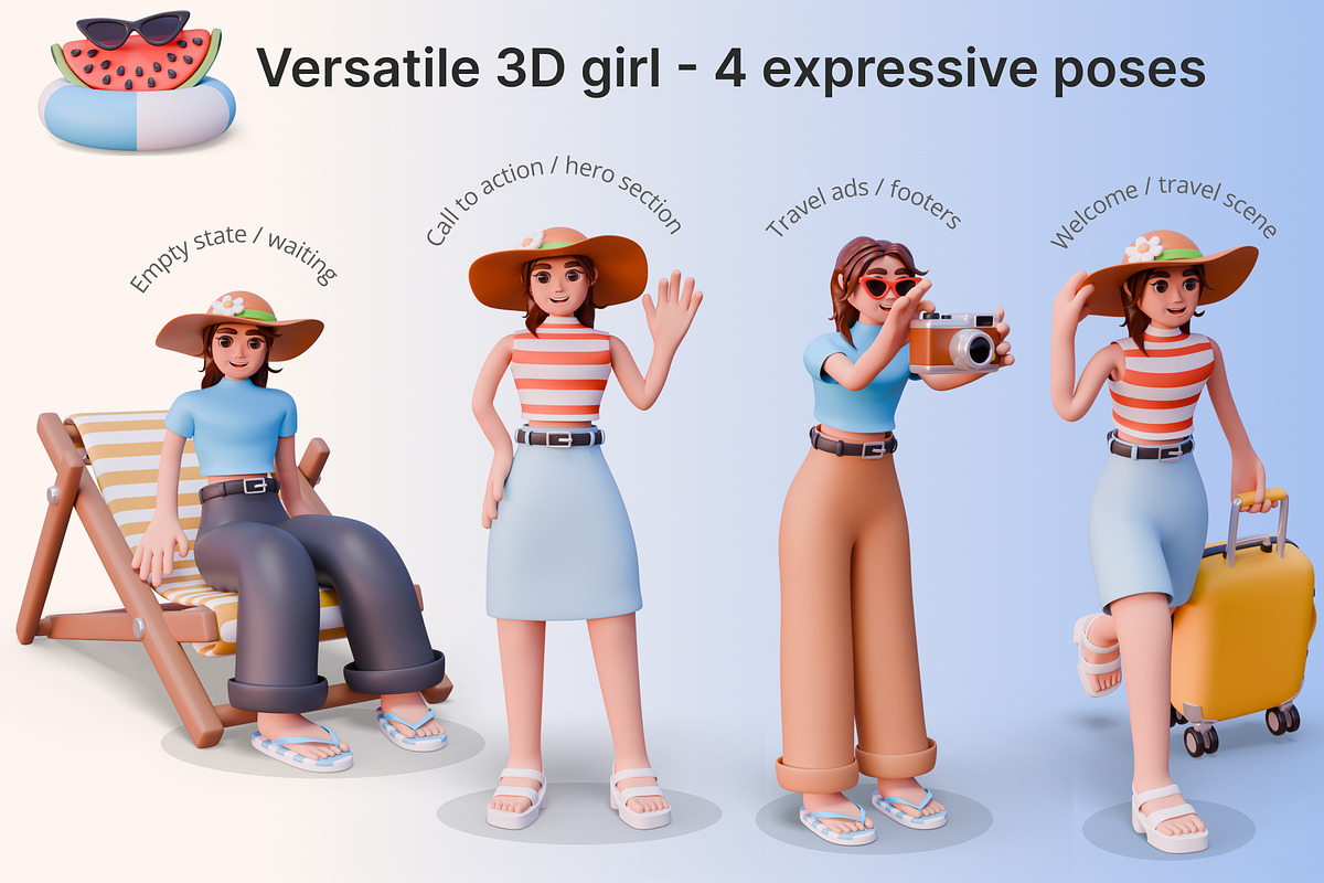 Summer 3D Kit – Objects & Character, an Object 3D Model by KetrinDesigner (Photo 6 of 13)