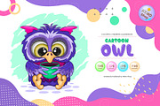 Cartoon owl with a cup. Tshirt, PNG., an Animal Illustration by KENO Mascots (Thumbnail 1 of 4)