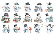 Watercolor Christmas Snowman PNG, a Seasonal Illustration by Nicolle's Colorful Art (Thumbnail 6 of 7)