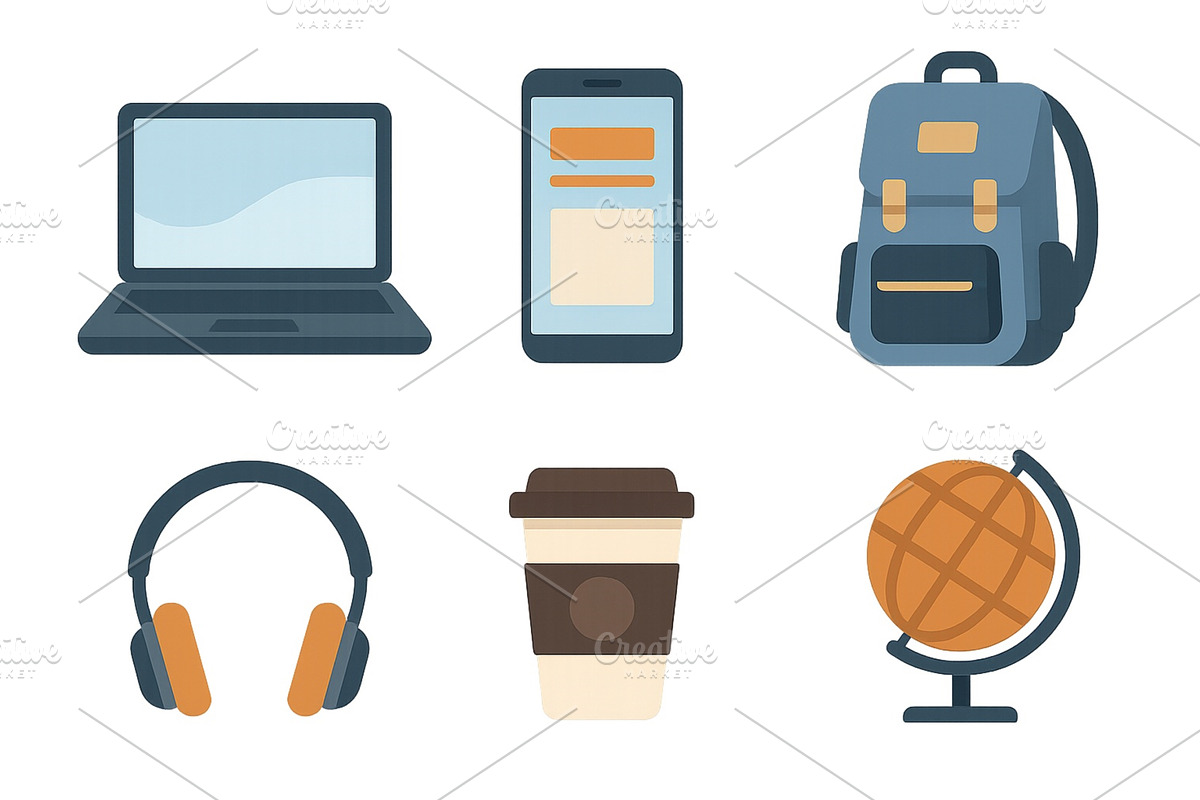 Technology and travel essentials for, an Education Illustration by ZinetroN