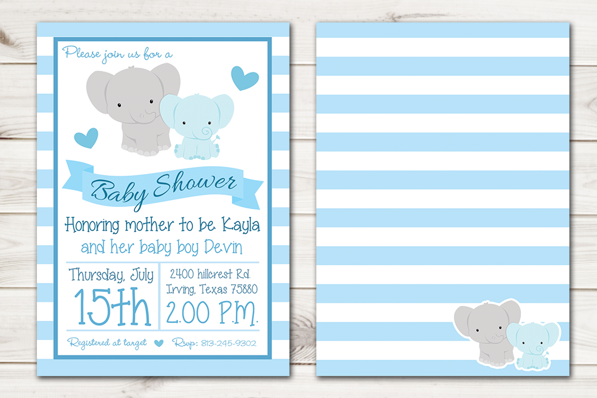 Boy Baby Shower Invite Elephant, an Invitation Template by Pinkinks (Photo 2 of 2)