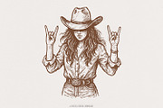 Cowgirl Rock On PNG, Western Woman, an Illustration by SharpMarketplace (Thumbnail 1 of 9)