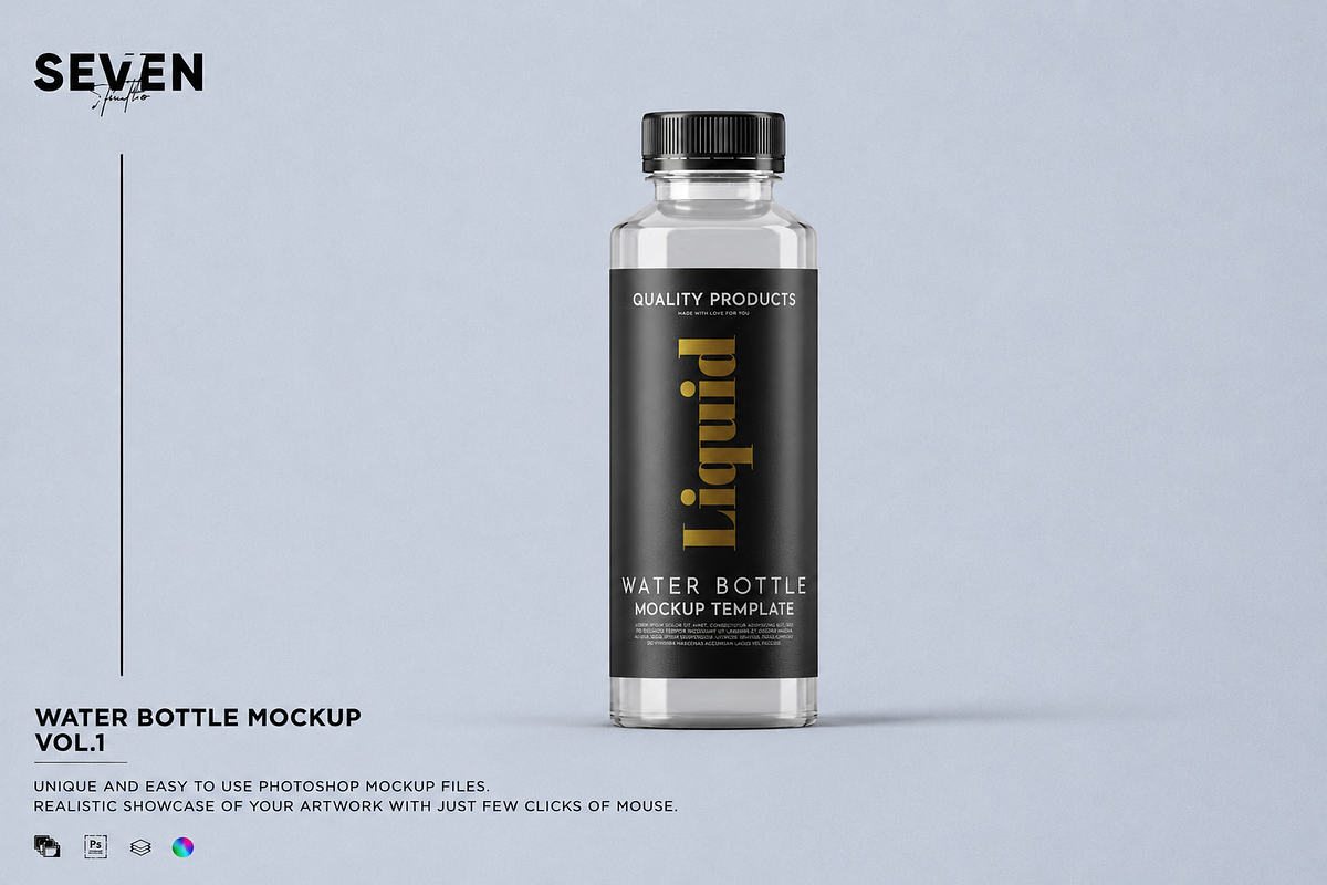 Transparent Water Bottle Mockup, a Household Mockup by Se٧enStudio (Photo 1 of 2)