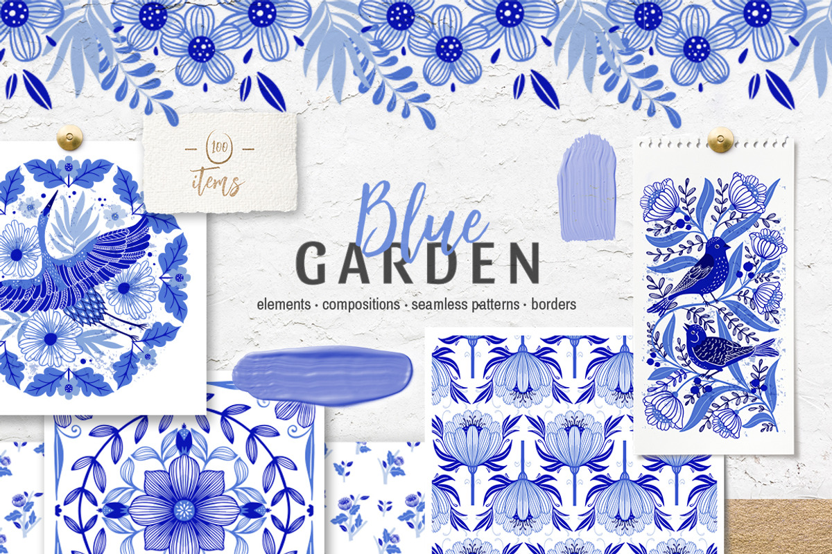Blue Garden floral collection, an Object Graphic by DariSmartArt (Photo 1 of 11)