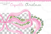Coquette Christmas Pink Bow Greenery, a Seasonal Illustration by Essem Creatives (Thumbnail 5 of 7)