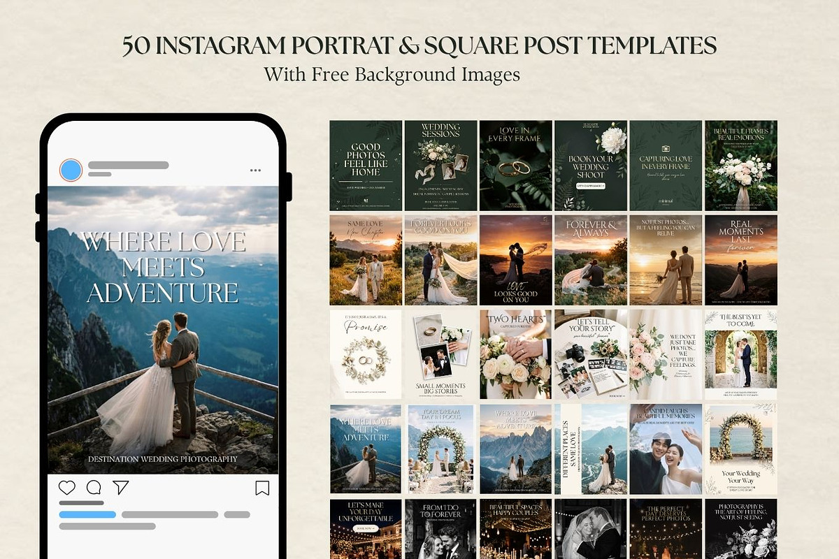 Wedding Photographer Insta Templates, a Social Media Template by Arslan (Photo 2 of 9)