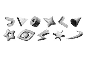 Y2k brutalism pixel shapes with, an Object Illustration by art PVP - market