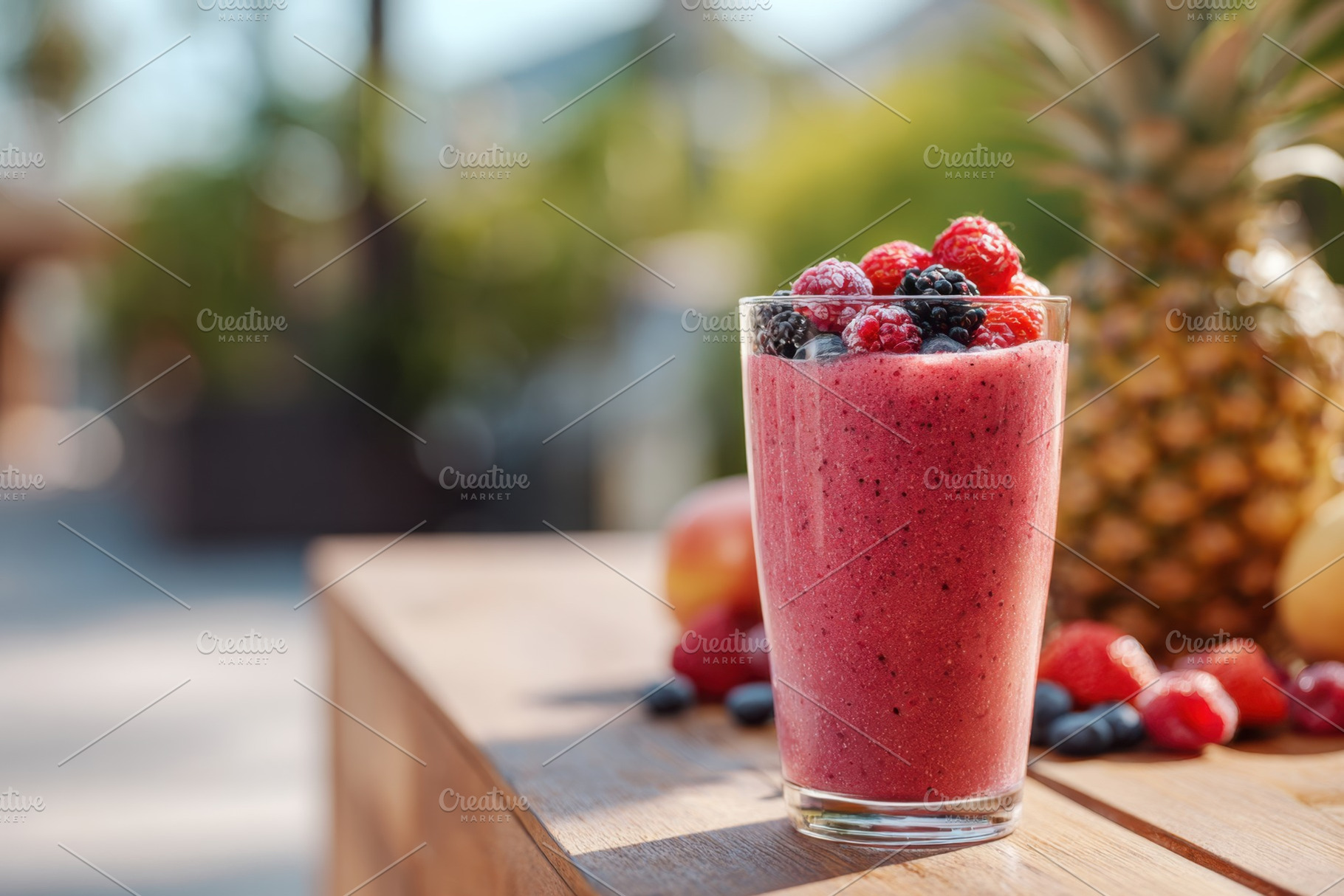Refreshing berry smoothie in a glass, a Food & Drink Photo by AlyaAnd