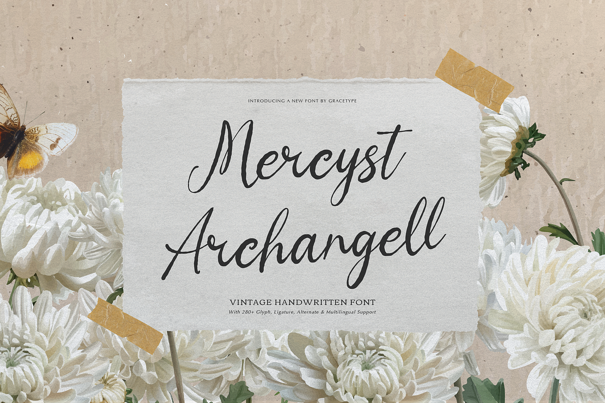 Mercyst Archangell Handwritten, a Font by gracetype_studio (Photo 1 of 12)