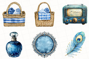1920s Blue Summer Clipart, an Illustration by OK Design (Thumbnail 5 of 5)