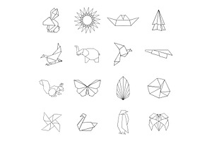 Origami Icon Set Outline