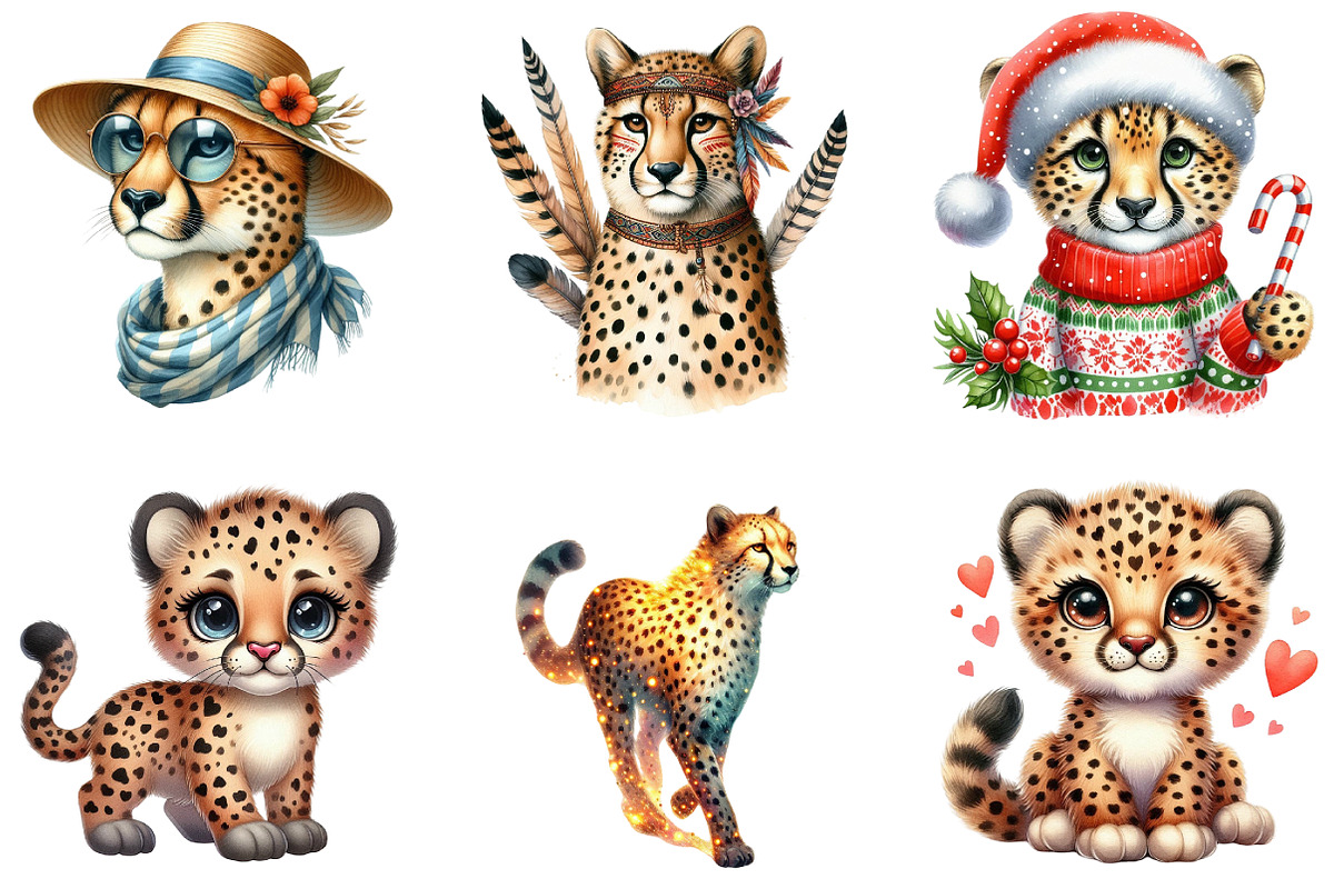 Watercolor Cheetah Clipart, an Illustration by DreamArtGraphic (Photo 4 of 5)