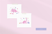 Watercolor little Dino girl, an Animal Illustration by Cute And Wild (Thumbnail 3 of 6)
