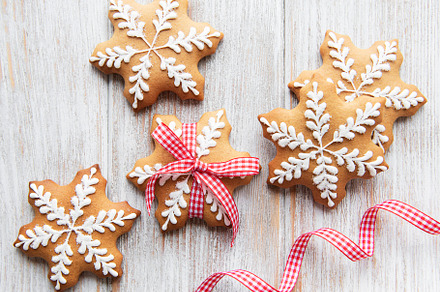 Christmas gingerbread cookies on white wooden background, a Food & Drink Photo by Olena Rudo