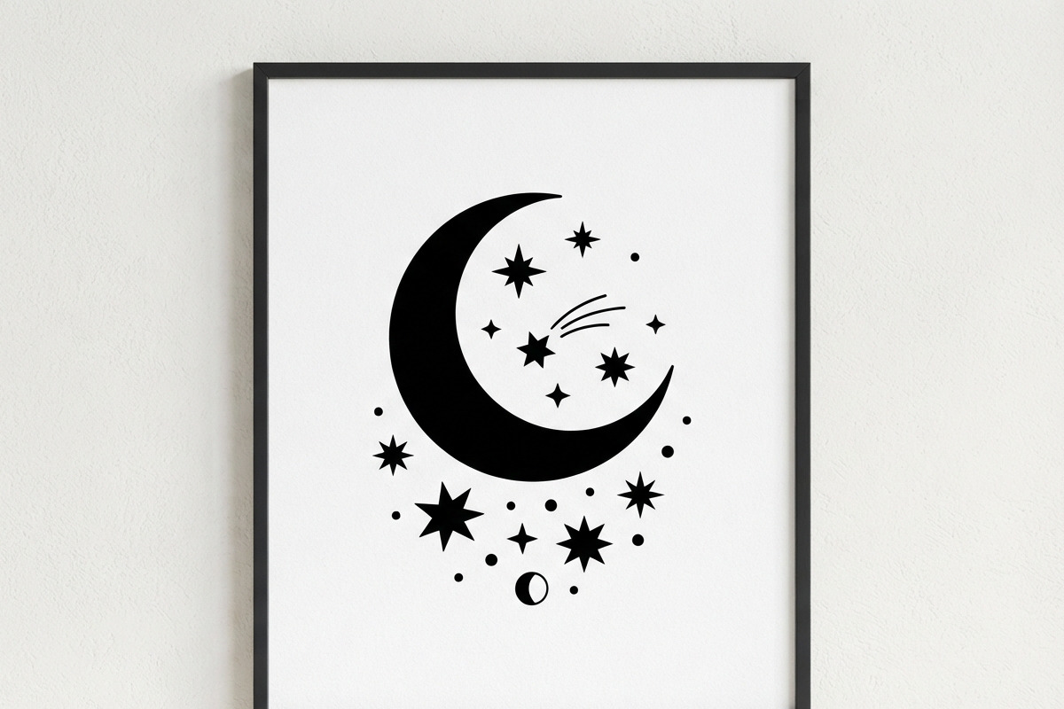 50 Crescent Moon with Stars, an Empty State Illustration by Amazin_art (Photo 15 of 47)