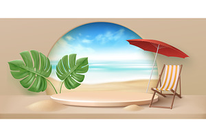 Summer beach banner with round, an Illustration by art PVP - market